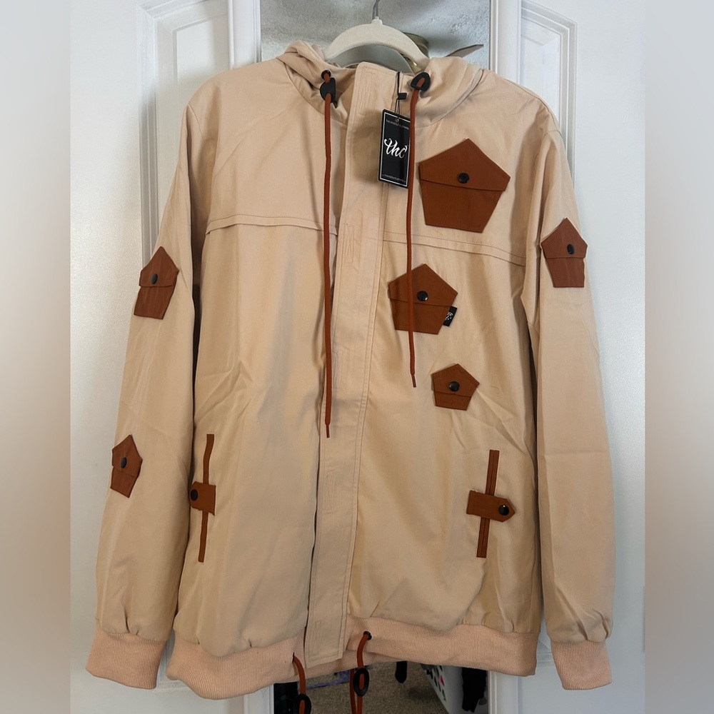 NWT The Hideout Clothing (THC) Frosty Nylon Track Windbreaker Utility Jacket